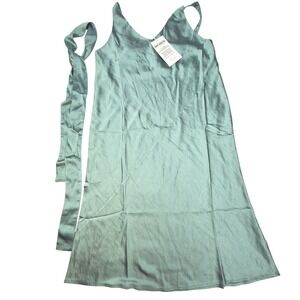 Wildfang Empower Satin Slip Dress Womens Large Sage Green Cocktail Wedding NWT